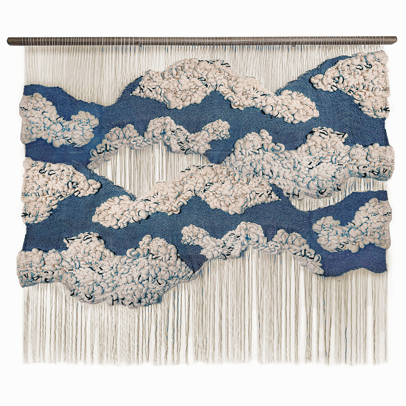 Большой дизайнерский Гобелен Misty Morning III Blue ivory ( слоновая кость ) Синий в Воронеже | Loft Concept 