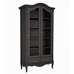 Шкаф книжный черный из массива бука со стеклянными дверцами и 5-ю полками Black Provence варинант исполнения - 1 | Loft Concept в Воронеже