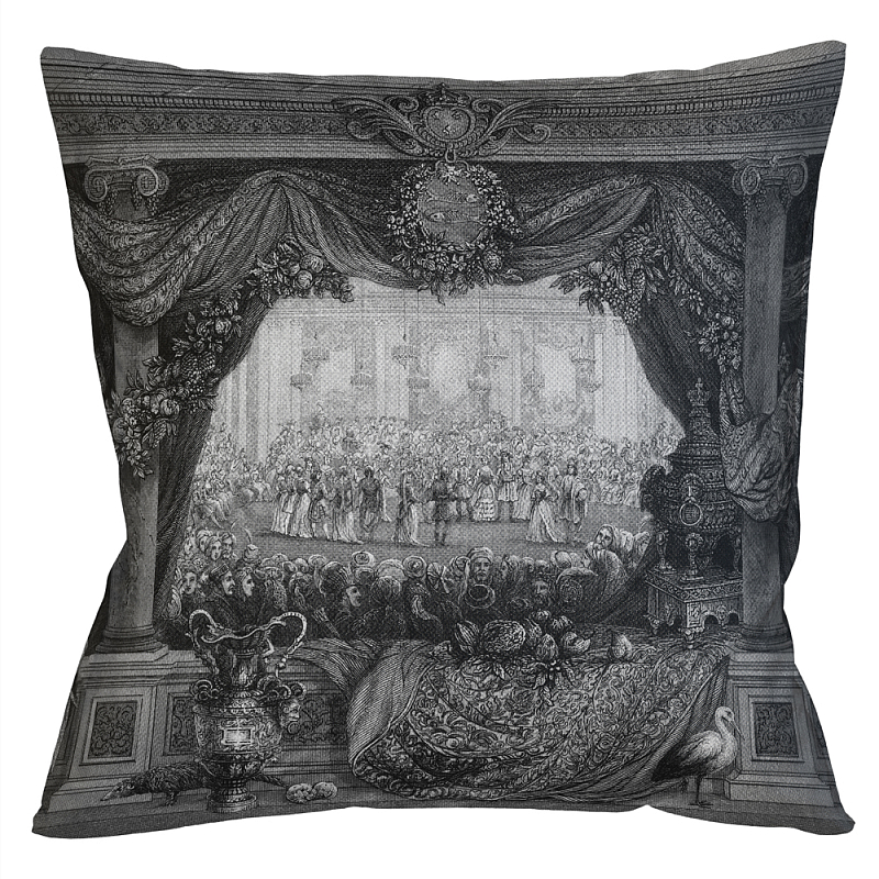 Декоративная подушка Tuileries Palace Pillow Черно-белый Бежевый Декоративная подушка Tuileries Palace Pillow Черно-белый Бежевый в Воронеже | Loft Concept