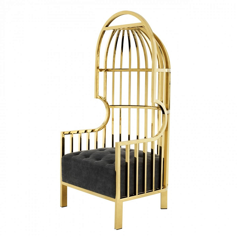 Кресло Eichholtz Chair Bora Bora Gold Черный Глянцевое золото в Воронеже | Loft Concept 