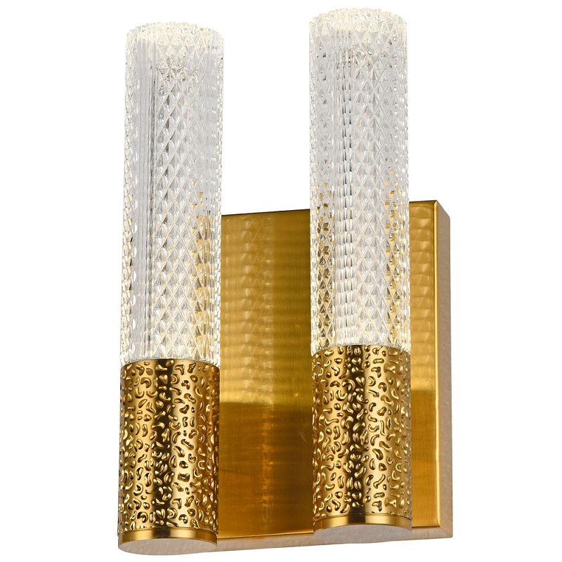 Бра с двумя плафонами латунь Dew Drops Tube Duo Brass Wall Lamp Прозрачный Латунь Бра с двумя плафонами латунь Dew Drops Tube Duo Brass Wall Lamp Прозрачный Латунь в Воронеже | Loft Concept