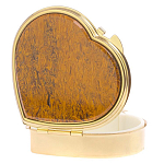 Таблетница карманная в форме сердца с 3-мя отделениями с зеркалом и накладкой из натурального камня Яшма Змеиная Gold Stone Pillboxes варинант исполнения - 2 | Loft Concept в Воронеже