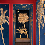 Обои с вышивкой ручной работы Deco Palms Original colourway on velvet варинант исполнения - 1 | Loft Concept в Воронеже