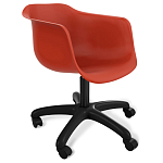 Стул пластиковый красного цвета на колесиках с подъемно-поворотным механизмом Eames Red варинант исполнения - 1 | Loft Concept в Воронеже