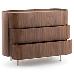 Комод округлой формы с тремя ящиками Walnut and Leather варинант исполнения - 3 | Loft Concept в Воронеже
