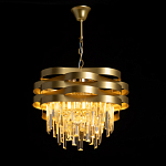 Люстра цвета матового золота с металлическими лентами и длинными прозрачными подвесками Gilded Waves варинант исполнения - 3 | Loft Concept в Воронеже