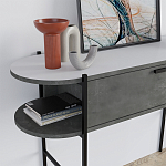 Консоль напольная серая с выдвижным ящиком и 2-мя полками с белой столешницей OTIS CONSOLE RETRO GRAY варинант исполнения - 4 | Loft Concept в Воронеже