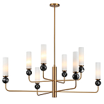 Люстра на штанге с 8-ю цилиндрическими матовыми плафонами и шарами из камня Orb Essence варинант исполнения - 5 | Loft Concept в Воронеже