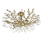 Потолочная люстра в виде ветвей деревьев золотого цвета с прозрачными подвесками-каплями Droplet Chandelier варинант исполнения - 3 | Loft Concept в Воронеже