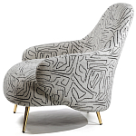 Кресло мягкое с принтом на золотистых ножках Onlooker варинант исполнения - 1 | Loft Concept в Воронеже