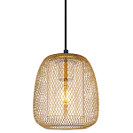 Подвесной светильник со стеклянным плафоном цилиндрической формы и металлической сеткой Metal Mesh Gold варинант исполнения - 1 | Loft Concept в Воронеже