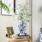 Ваза с бело-синей росписью и изображением цветов Blue & White Ornament варинант исполнения - 5 | Loft Concept в Воронеже