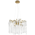 Люстра подвесная круглая в виде ветвей деревьев бронзового цвета с прозрачными подвесками-каплями Droplet Chandelier варинант исполнения - 3 | Loft Concept в Воронеже