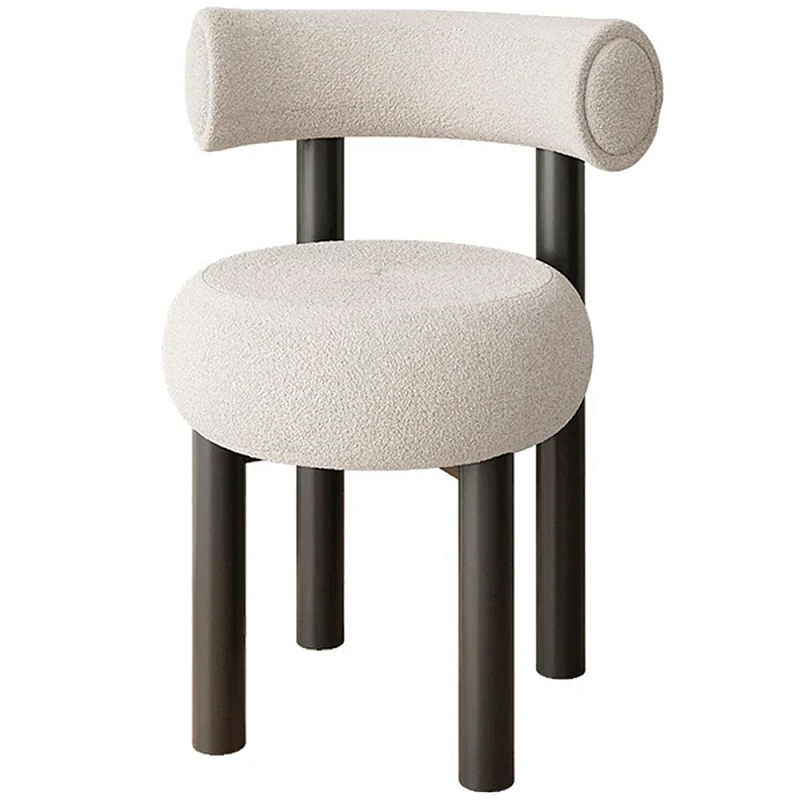 Стул с обивкой букле Pierres Grey Boucle Chair Серый Черный Стул с обивкой букле Pierres Grey Boucle Chair Серый Черный в Воронеже | Loft Concept