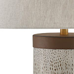 Настольная лампа с тканевым абажуром и основанием из кожи Leather Column варинант исполнения - 1 | Loft Concept в Воронеже