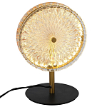 Настольная лампа с плафоном из рельефного стекла Peony Glass Bronze  варинант исполнения - 2 | Loft Concept в Воронеже