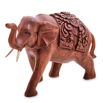Статуэтка из дерева суар в виде слона в традиционном облачении Elephant in blanket варинант исполнения - 1 | Loft Concept в Воронеже