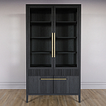 Витрина Primo со стеклянными фасадами и буфетом шпон Черный дуб варинант исполнения - 2 | Loft Concept в Воронеже