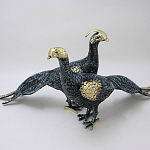 Статуэтка бронзовая пара Павлины синие Bronze Birds варинант исполнения - 1 | Loft Concept в Воронеже