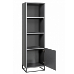 Стеллаж книжный цвета графит с 3-мя открытыми полками и дверкой Strict Lines варинант исполнения - 2 | Loft Concept в Воронеже