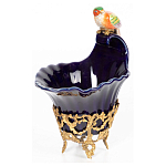 Чаша темно-синего цвета из фарфора с разноцветной птичкой Eden Garden porcelain and bronze варинант исполнения - 1 | Loft Concept в Воронеже