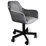 Стул с мягкой серой обивкой из велюра и подъемно-поворотным механизмом на черных колесиках Harper Gray варинант исполнения - 1 | Loft Concept в Воронеже