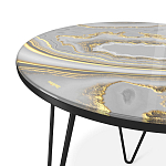 Стол журнальный c круглой столешницей из стекла серого цвета Gray and Gold Marble варинант исполнения - 3 | Loft Concept в Воронеже