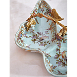 Блюдо из голубого фарфора с бронзовой ручкой в виде ветки Blue Garden варинант исполнения - 6 | Loft Concept в Воронеже