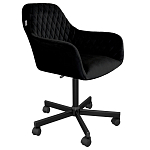 Стул с мягкой черной обивкой из велюра и подъемно-поворотным механизмом на колесиках Harper Black варинант исполнения - 1 | Loft Concept в Воронеже