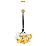 Люстра с 15-ю белыми  плафонами с золотой внутренней поверхностью Hinkley варинант исполнения - 7 | Loft Concept в Воронеже