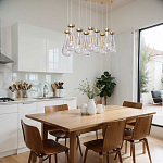 Люстра с 9-ю прозрачными стеклянными плафонами в форме капли Lucid Rain  варинант исполнения - 11 | Loft Concept в Воронеже