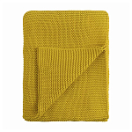 Плед из хлопка жемчужной вязки горчичного цвета Waffle Comfort варинант исполнения - 1 | Loft Concept в Воронеже