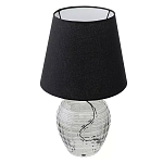 Настольная лампа с черным тканевым абажуром и фактурным прозрачным основанием Black Cone варинант исполнения - 1 | Loft Concept в Воронеже