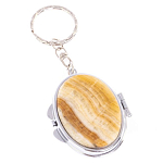 Зеркало брелок карманное двухстороннее из натурального камня Оникс Silver Stone Mirrors варинант исполнения - 1 | Loft Concept в Воронеже