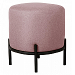 Круглый пуф на металлических ножках с обивкой из рогожки Casey Poof варинант исполнения - 3 | Loft Concept в Воронеже