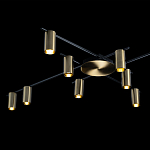 Потолочный светильник с 10-ю цилиндрическими плафонами цвета латунь TRIBES CHANDELIER варинант исполнения - 4 | Loft Concept в Воронеже