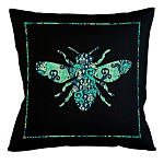 Подушка декоративная пчела с бирюзовым узором Ikat Pattern варинант исполнения - 1 | Loft Concept в Воронеже