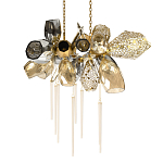 Люстра подвесная с 18-ю стеклянными плафонами с вертикальными подвесками Gilded Mirage  варинант исполнения - 1 | Loft Concept в Воронеже