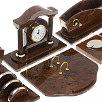 Настольный письменный набор с часами из природного камня обсидиана Competent Leader варинант исполнения - 4 | Loft Concept в Воронеже