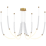 Люстра подвесная с 6-ю изогнутыми плафонами и белыми декоративными шариками PEARLS Suspension варинант исполнения - 4 | Loft Concept в Воронеже