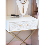 Приставной столик с выдвижным ящиком  White Table Carved Pattern варинант исполнения - 7 | Loft Concept в Воронеже