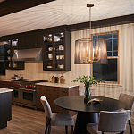 Люстра цвета латунь с 6-ю лампами свечами внутри цилиндрического абажура из черных металлических реек Kichler варинант исполнения - 7 | Loft Concept в Воронеже