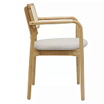 Стул обеденный с мягким сиденьем и спинкой из плетеного ротанга Wood and Textile Chair варинант исполнения - 2 | Loft Concept в Воронеже