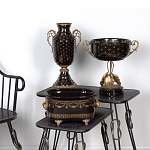 Ваза черного цвета из фарфора с золотистым узором и бронзовыми элементами Eden Garden porcelain and bronze варинант исполнения - 5 | Loft Concept в Воронеже