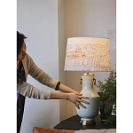 Настольная лампа с принтом на белом тканевом абажуре Roof Garden Lamp варинант исполнения - 5 | Loft Concept в Воронеже