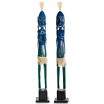 Комплект из 2-х деревянных статуэток Asmat Tall Statuettes Blue варинант исполнения - 1 | Loft Concept в Воронеже