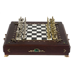 Шахматы в ларце из натуральных камней Долерит Малахит Мрамор Decorative Thematic Chess Русь варинант исполнения - 9 | Loft Concept в Воронеже