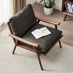 Кресло c каркасом из массива дерева и мягкой кожаной обивкой Walnut Armchair варинант исполнения - 2 | Loft Concept в Воронеже