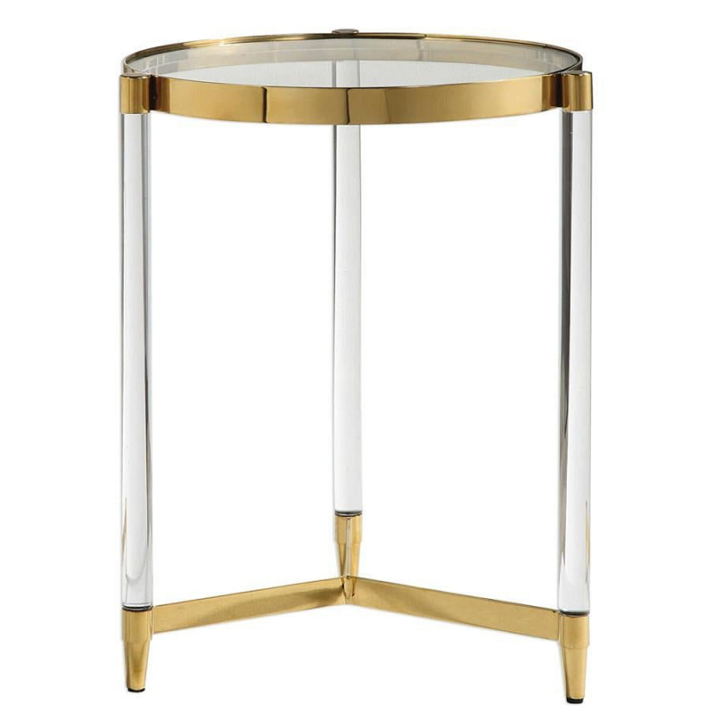 Золотой приставной столик с круглой стеклянной столешницей Weightless Table Золотой Прозрачный Золотой приставной столик с круглой стеклянной столешницей Weightless Table Золотой Прозрачный в Воронеже | Loft Concept