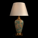 Настольная лампа бирюзовая с цветочным принтом Turquoise Flight варинант исполнения - 2 | Loft Concept в Воронеже